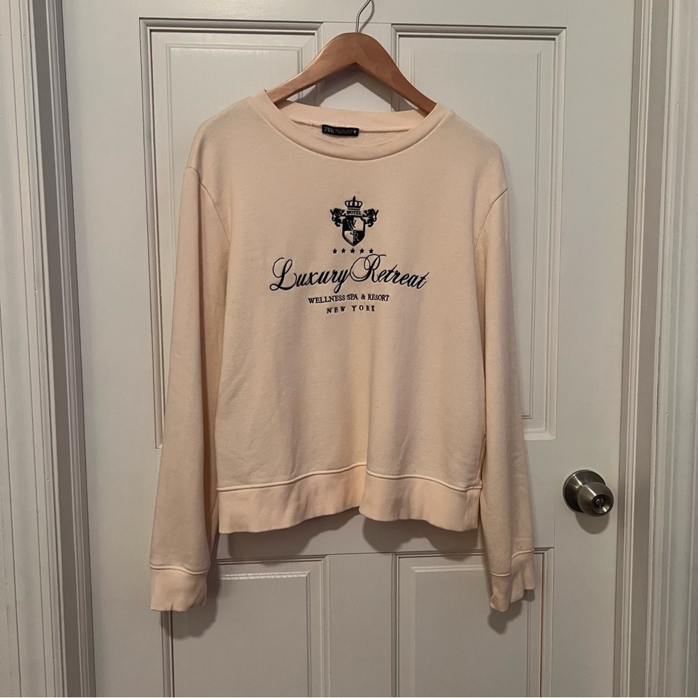 ZARA Cream Luxury Retreat Sweatshirt